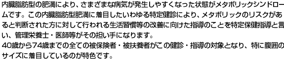 メタボリックのリスクがある方に対しての、生活習慣等の改善に向けた指導